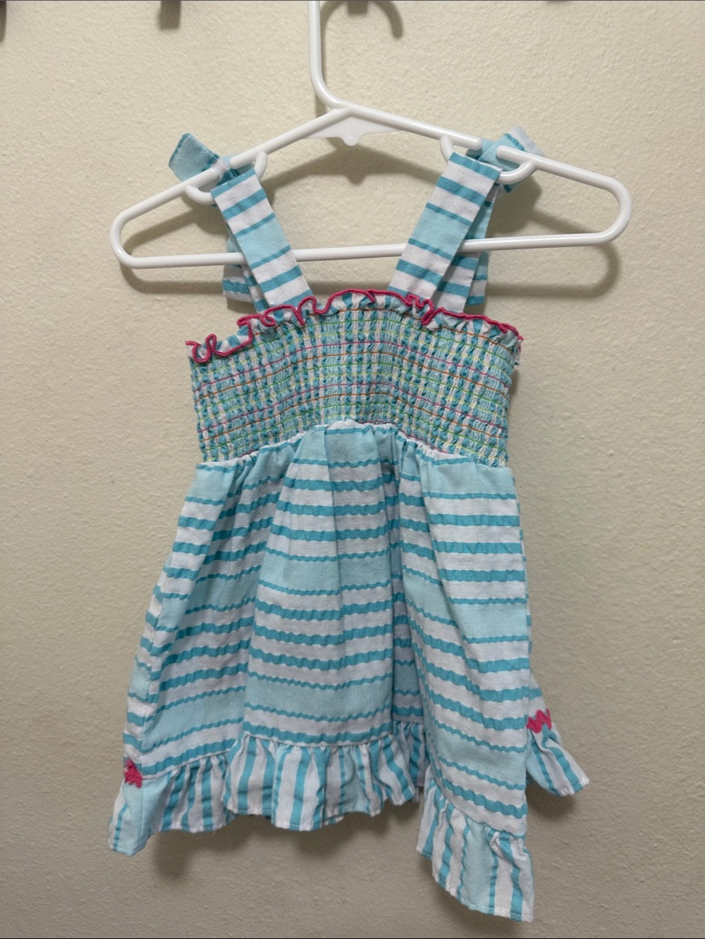 Good Lad Turquoise and White Striped Smocked Sundress FREE with any bundle. - Picture 4 of 5